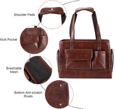 Сучасна переноска для тварин з екошкіри, схвалена авіаперевізниками, з кишенями, для котів та собак