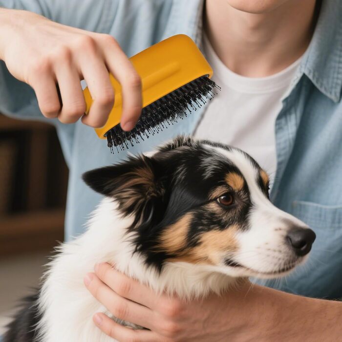 Бурштук для вичісування підшерстка собак та котів | Силіконовий гребінь для догляду за шерстю | Ідеально для довгошерстих тварин | Білий (Жовтий)