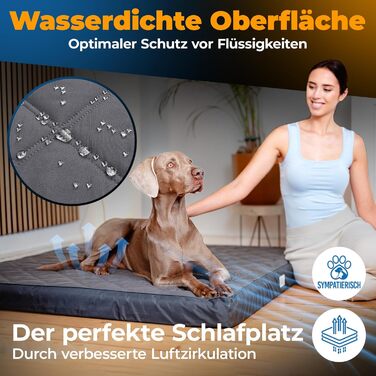 Ортопедичне собаче ліжко - водовідштовхувальне, ковзаюче, знімний чохол | Для собак маленьких та великих | 130x120x9 см, сірий XL