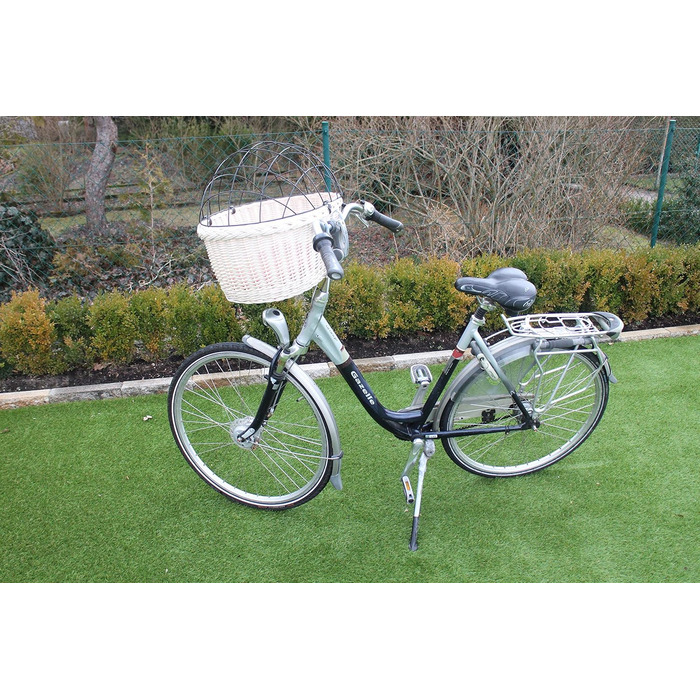 Корзина для велосипеда Marcus Hundefahrradkorb для руля з лози з металевою сіткою та подушкою, корзина для собак, корзина на кермо, корзина для покупок, натуральний (XXL з подушкою)