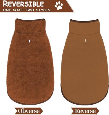Зимовий теплий одяг для собак Malier, двосторонній, з флісу, для холодної погоди, куртка для собак, вітронепроникний, теплий, для собак, що гуляють снігом, жилет, одяг для домашніх тварин для маленьких, середніх та великих собак (Коричневий, Коричневий Me