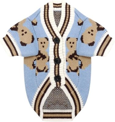 Теплий в'язаний светр для собак, зимовий, блакитний, розмір L