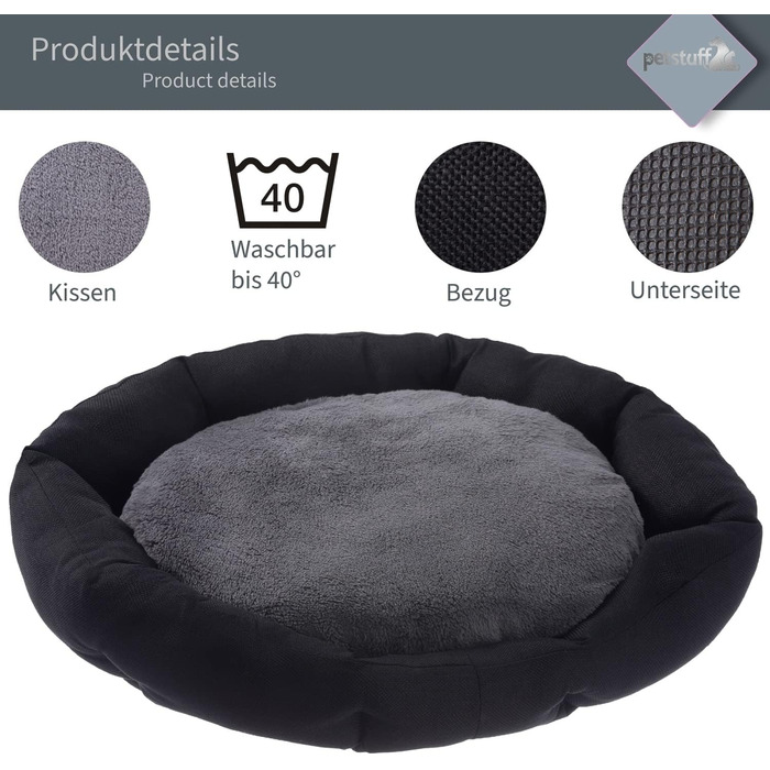 Крісло-лежанка для собак Octagon, знімний та пральний чохол, чорний колір