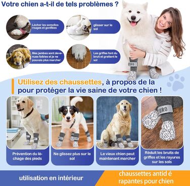 Антиковзаючі собачі шкарпетки для дому (XXL, сірий) - захист лап від слизькості та подряпин