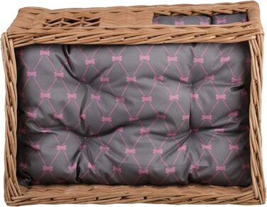 Двоярусна котяча хатинка з ротангу сірого кольору з подушкою та вікном | e-wicker24