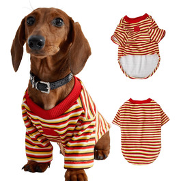 Світшот-куртка для дрібних та середніх собак, теплий пуловер, смугастий, з тонкого флісу, комбінезон для собак, одяг для тварин, двоногий одяг для мініатюрних такс, одяг для собак, червоний S