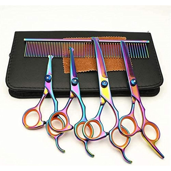 Набір професійних ножиць для грумінгу собак QUNINE, 5 шт. - ножиці для стрижки та випрямлення шерсті