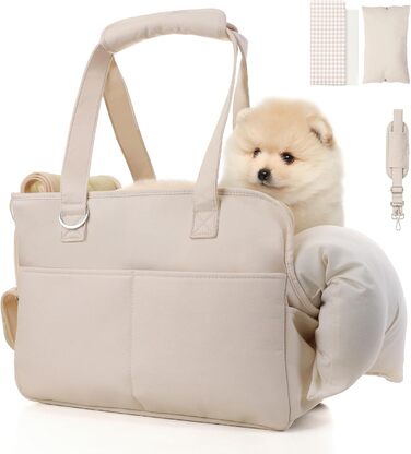 Сумка-переноска для собак та котів, м'яка, складна, для маленьких та середніх котів, цуценят до 6,8 кг, дихаюча, бежева