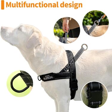 Шлейка для собак Eeyfarog No Pull без ривка, для малих та середніх порід, чорна, регульована, світловідбиваюча (M, обхват грудей 53–70 см)