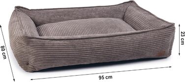 Собаче ліжко Hundebett Lotte Ribbed, коричневе, 95x80x23 см