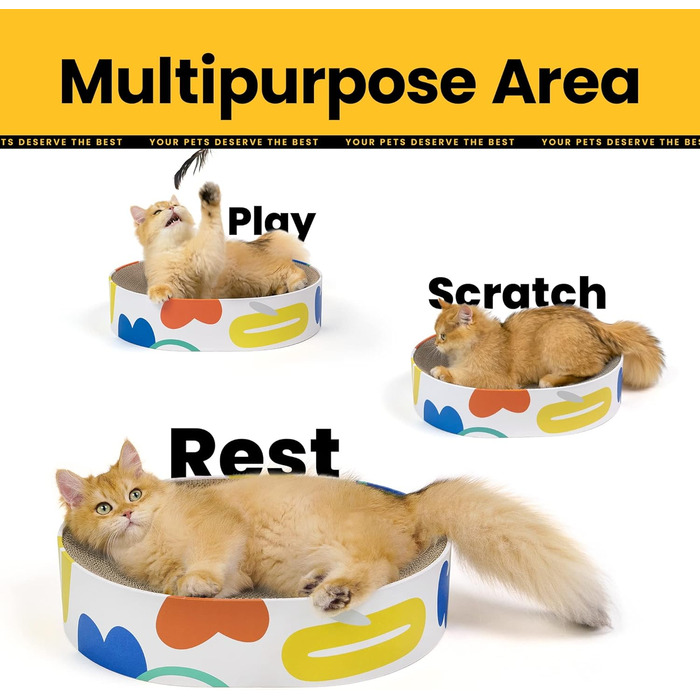 Кігтеточки для котів Conlun 2 в 1: овальні, з мискою та гніздом. З гофрокартону, для лежання та точіння кігтів. Розмір 43x33x10 см