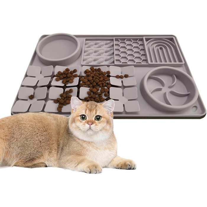 Килимок для повільного годування собак, антистрес, для грумінгу, сірий