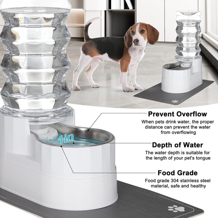 Автоматичний поїльник для тварин Sfozstra, 8 л, нержавіюча сталь, з водонепроникним підкладкою, для котів та собак