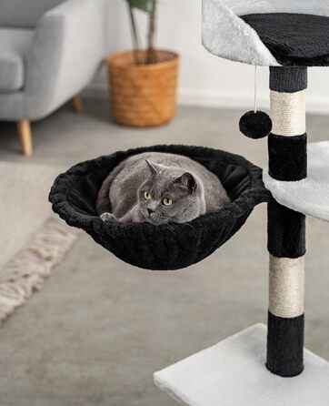 Лежанка для кота з м'якого плюшу на котячий будиночок/крізьбаум, Ø 40 см, 25 см глибина, зручна глибока лежанка з металевим каркасом, підходить для маленьких та великих котів, чорна