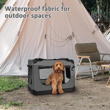 Транспортна переноска для собак PISPET - складана переноска з м'якою підкладкою, зручне собаче ліжко (80x55x55 см), антрацит-сірий