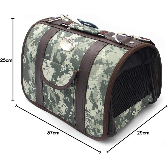 Сумка-переноска для собак, котів та інших тварин BPS, тканинна, розмір M, камуфляж (43.5x25x25 см)