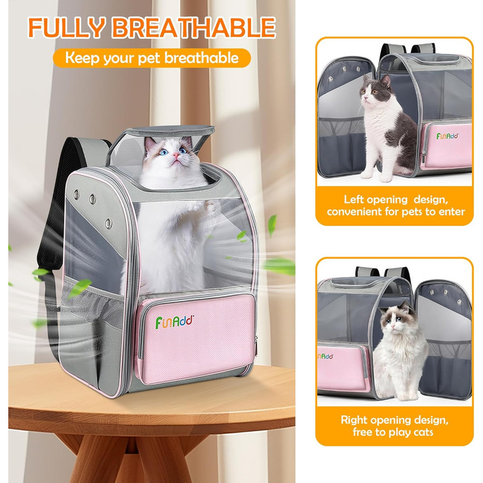 Рюкзак для тварин ALLSOPETS, складаний рюкзак-переноска для котів та маленьких собак, рожевий. Ідеально для подорожей, походів та кемпінгу. Знімний килимок.