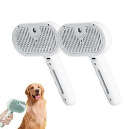 Набір для грумінгу котів та собак Felanis 3-в-1: щітка, спрей, парогенератор. Масаж, догляд, видалення шерсті. Білий