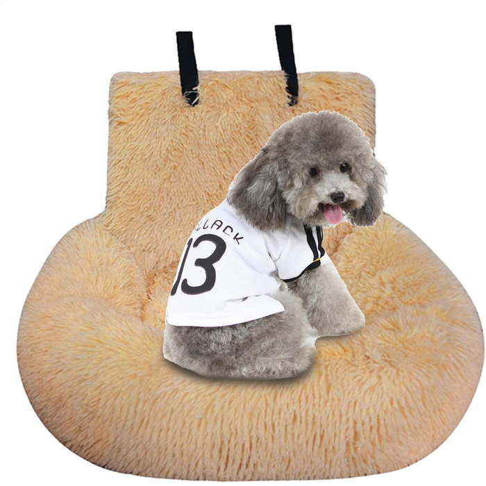 Автокрісло для собак, лежанка для собак у машину, м'яке автокрісло для тварин з ременем безпеки, переноска для собак, авто лежанка для маленьких, середніх та великих собак (персиковий, великий)