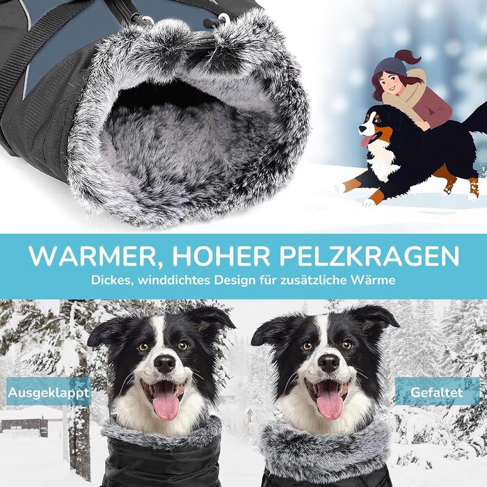 Водонепроникний теплий зимовий одяг для собак ALLSOPETS з світловідбиваючими смугами. Зимова жилетка для собак, теплий одяг для собак (Meteoritgrau, 3XL)