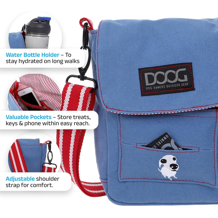 Сумка для собак DOOG Walkie-Tasche: зручна, з відділеннями для ласощів, кульок та пляшки води (світло-блакитна)