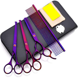 Професійна ножиця для собак, вигнута ножиця для стрижки шерсті, набір ножиць з нержавіючої сталі, для догляду за шерстю тварин (фіолетовий)