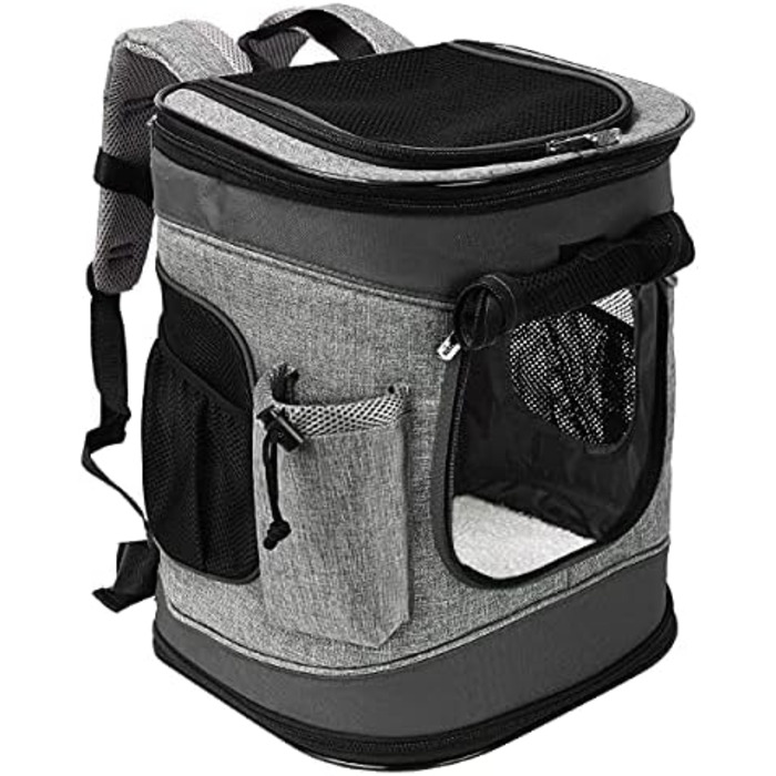 Рюкзак-переноска для собак та котів Kato Tirrinia, чорний, для середніх порід, з сіткою, 1.5lbs