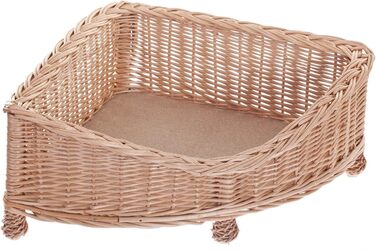 Лежанка для собак та котів з ротангу з м'яким матрацом, 53x53 см, H14/25