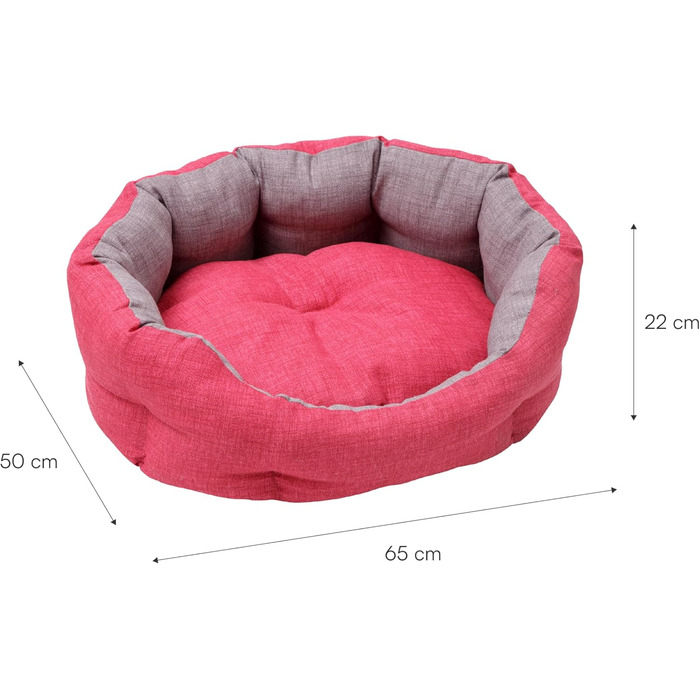 Кругле ліжко для собак та котів Baroni Hoe з тканини, 45x55 см, сірий та фуксія (L)