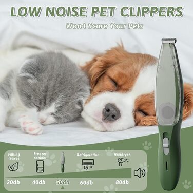 Професійний триммер для собак з пилососом та LED-підсвічуванням, для догляду за лапами, вухами, обличчям (зелений)