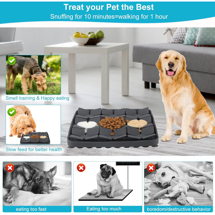 Килимок для собак VOOWO, силіконовий килимок-нюхалка для собак, миска-лежанка Slow Feeder з присосками для малих, середніх та великих собак (Сірий, маленький)