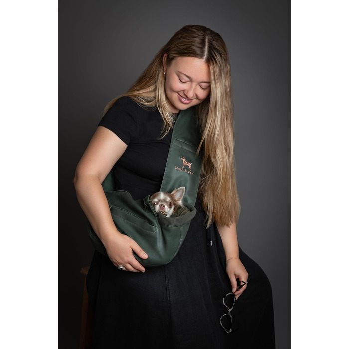 Трансформер для собак Noah & Paw до 5 кг, веганська шкіра, зелений, 38 x 15 x 14 см