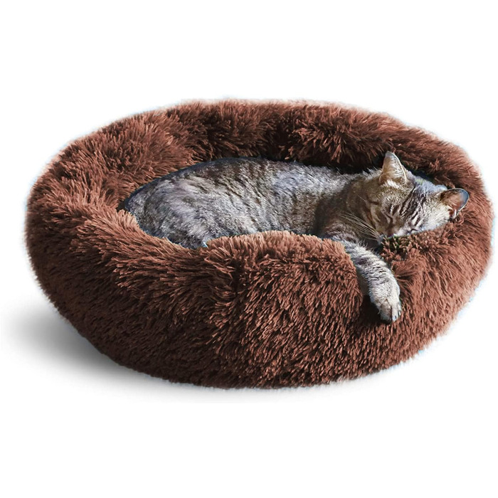 Whiskers & Friends ортопедичне кругле ліжко для котів і собак, м'яке флісове лежанка для домашніх тварин, машинне прання, для малих і великих котів та собак