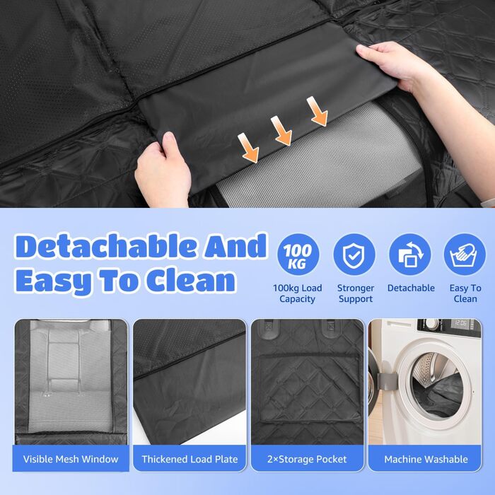 Автоматичний килимок для собак Nobleza з жорсткою основою, 164x131 см, чорний. Захист заднього сидіння авто, вологостійкий, антиковзкий, універсальний розмір