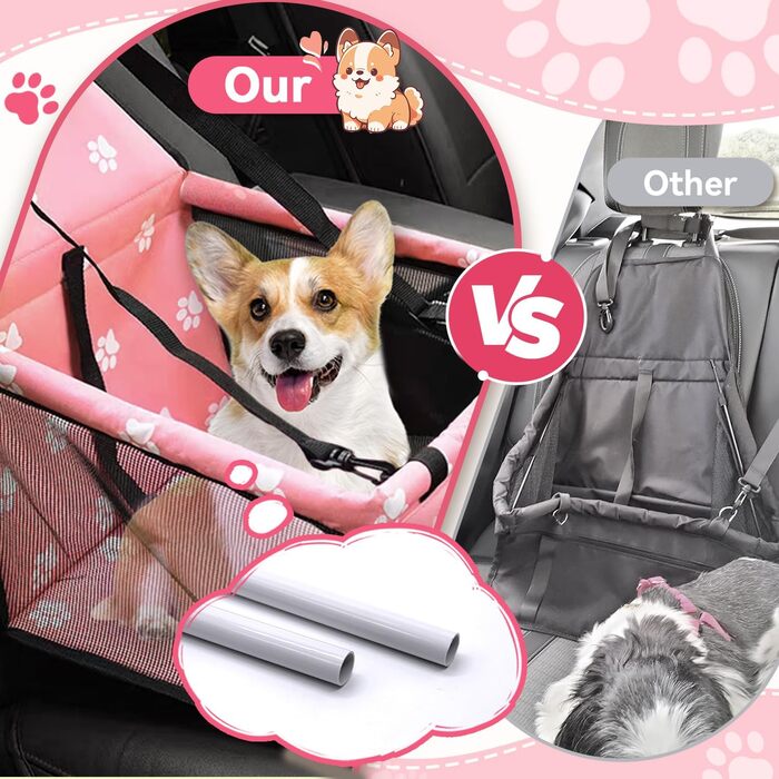 Автомобільний лежак для собак та котів, Oxford, 40x32x24 см, рожевий