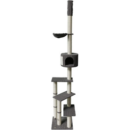 Драбина-кіготь для котів Bontoy Pascha, 240-260 см, сірий, з гамаком та 3 сходами