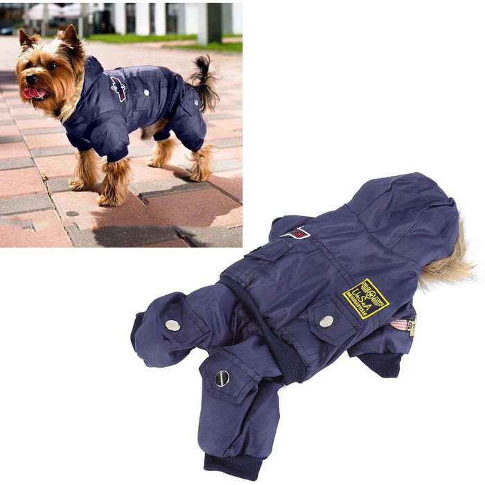 GLOGLOW Зимова куртка для собак, тепла куртка з капюшоном для маленьких собак (M), блакитна