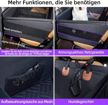 Автомобільний аксесуар для собак - крісло-підвищувач для великих собак до 25 кг (Чорний, L)