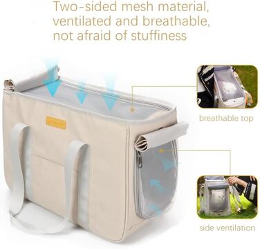 Сумка для тварин Bebeibon на одне плече, велика, світло-бежева