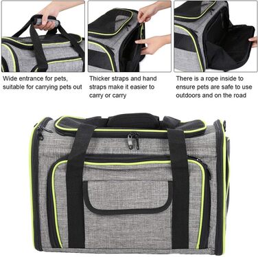 Сумка-переноска для тварин ZAICOLER з мотузкою всередині, безпечна для прогулянок та подорожей. Розширювана сумка-переноска з сіткою зверху, з оксфордської тканини для собак та котів.