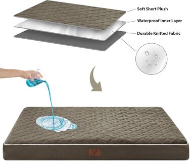 Ортопедичне ліжко для собак великих порід WNPETHOME, велике водонепроникне ліжко з знімним, пральним чохлом та неслизьким дном, м'яка підстилка з піни, темно-зелене, 61.0' x 43.0' x 4.0'