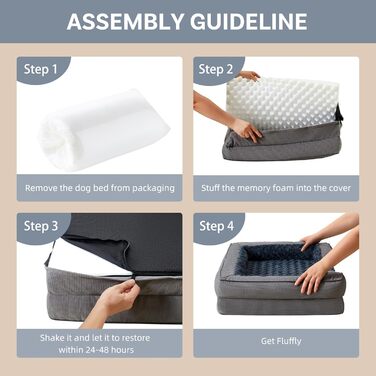 Ортопедичне ліжко для собак великих порід, Memory Foam, 89 x 64 x 17 см, для Лабрадора, Бордер Коллі, Австралійської вівчарки