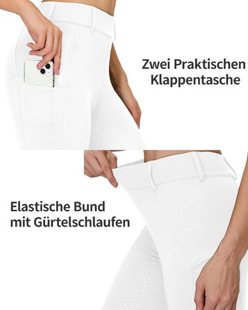 Легінси для їзди верхи зимові жіночі Vollbeatz Thermo з флісовою підкладкою, непромокаючі, з кишенею для телефону та петлями для ременя (білі, XL)