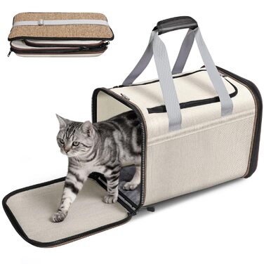 Транспортна переноска для котів та цуценят HEVOL до 10 кг, дихаюча сітка, легка, складна переноска для тварин, підходить для ветеринара, авто, літака