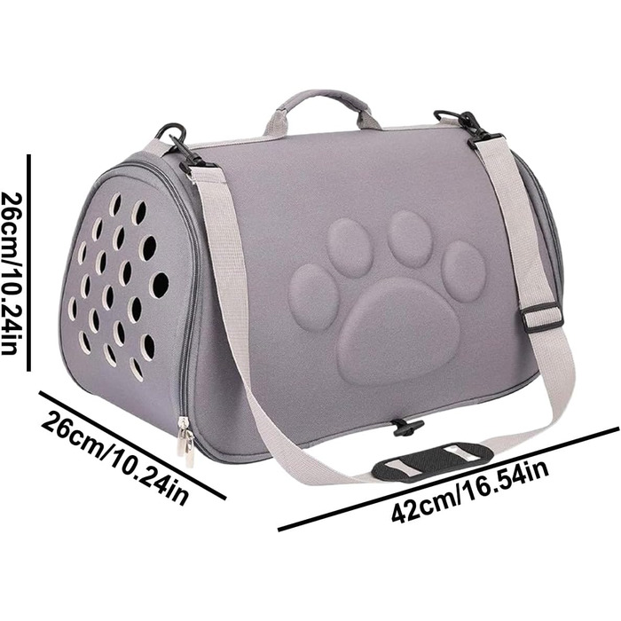 Транспортна сумка для котів, переноска для тварин з регульованим плечовим ременем, для подорожей, кемпінгу, до ветеринара, сіра (M)