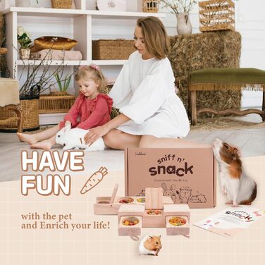 Інтерактивна дерев'яна іграшка для кроликів Sniff n' Snack – гризунів, підходить для морських свинок, хом'яків, проти нудьги