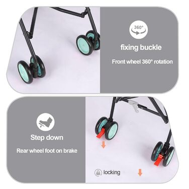 Дитяча коляска 3-в-1 для собак та котів, складна, з регульованою ручкою, 6 коліс, дихаюча сітка, великий об'єм (Блакитно-зелений)