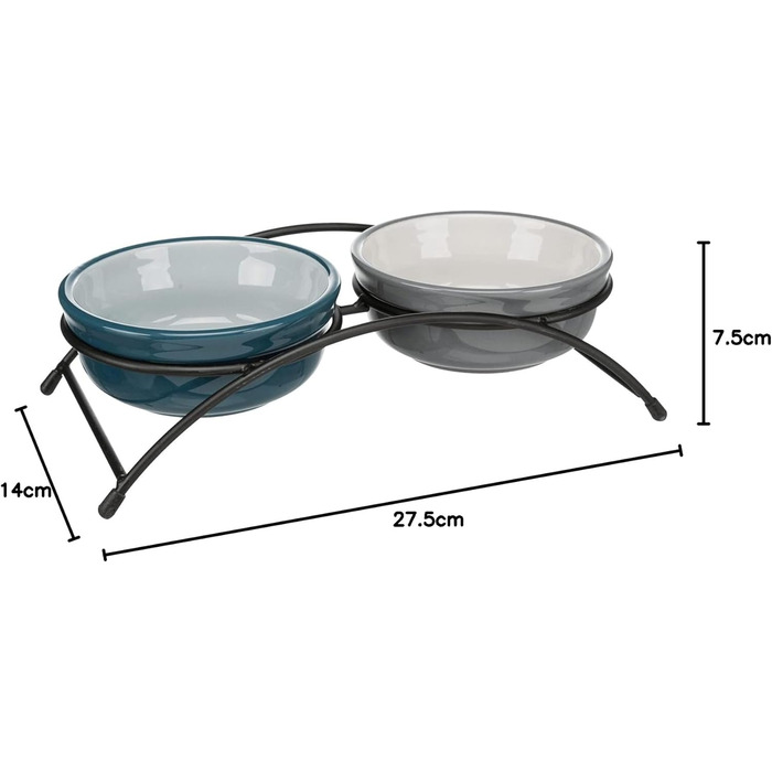 Миска для собак TRIXIE Eat on Feet, Petrolblau/Hellblau/Grau/Hellgrau, 2 x 1.6 л, ø20 см