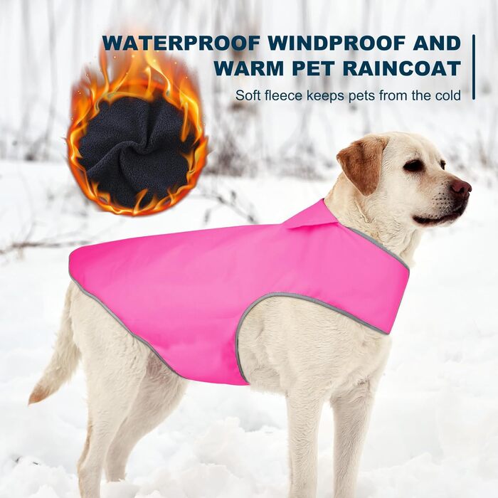 Водонепроникний теплий дощовик для собак - регульована жилетка, світловідбиваюча куртка для маленьких, середніх та великих собак (зелений, рожевий, X-Large, L)