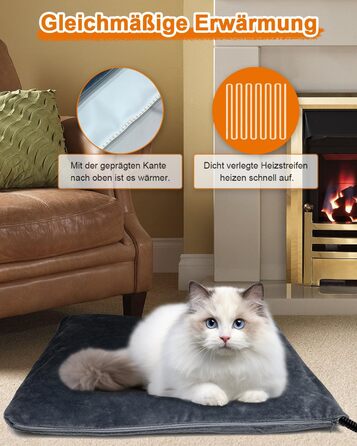 Килимок грілка для котів та собак, 30-60°C, 4 таймери, безпечний, вологостійкий, 45x45 см, сірий